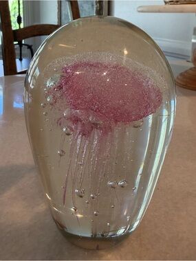 Handblown Glass Jellyfish Paperweight - Pink